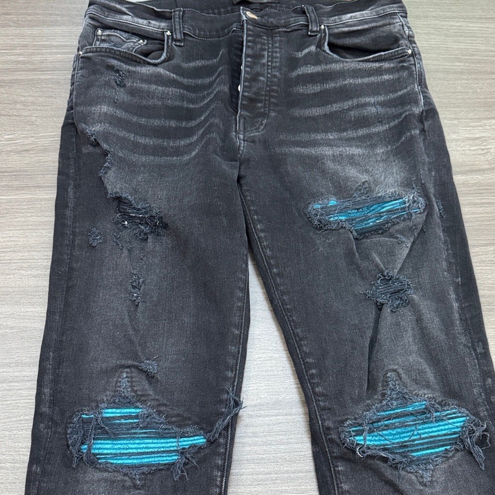 AMIRI Black Jeans with Subtle Gray Details